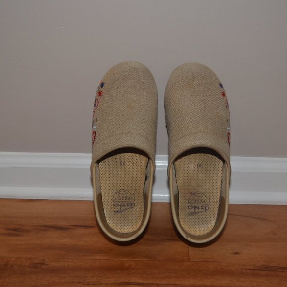Dansko Vegan Jute Pro Linen Embroidered Clogs Size 39 Natural Burlap Sz 8.5-9 - Picture 4 of 9